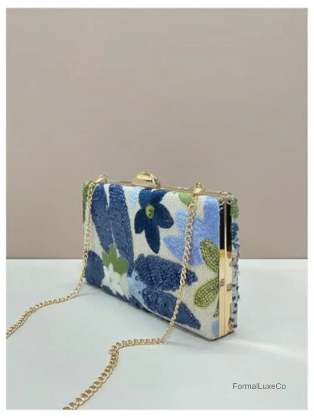 Women's Sequin Floral Embroidery Evening Beaded Clutch Bag Mini Crossbody Purse